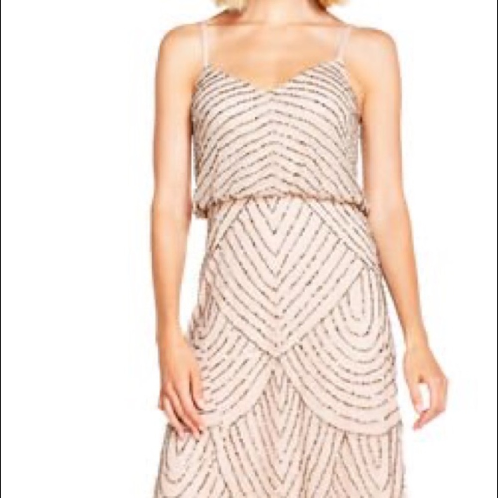 Adrianna Papell Art Deco Beaded Blouson Gown